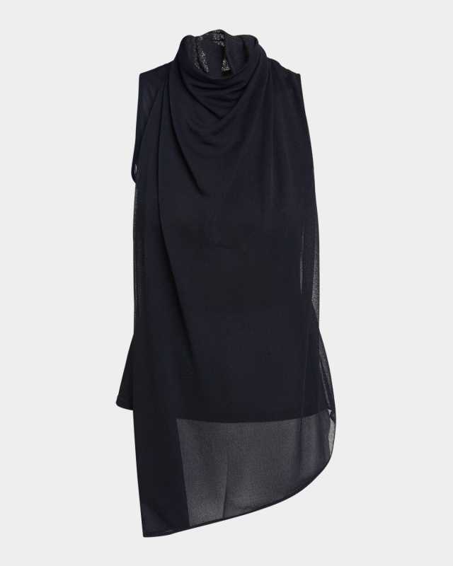 Sage Cowl-Neck Crepe Jersey Sleeveless Top